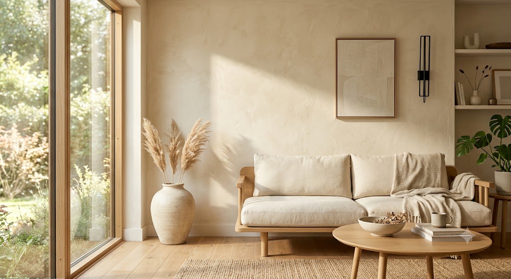Warm Cream Limewash Plaster Wall Finishes
